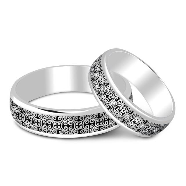 Обручальное кольцо из белого золота с бриллиантами (003871)
