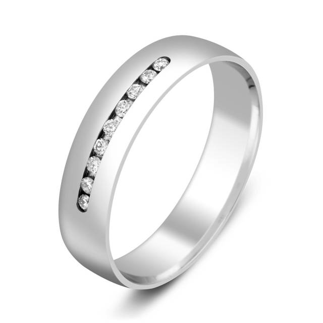 Обручальное кольцо из белого золота  с бриллиантами (010477)