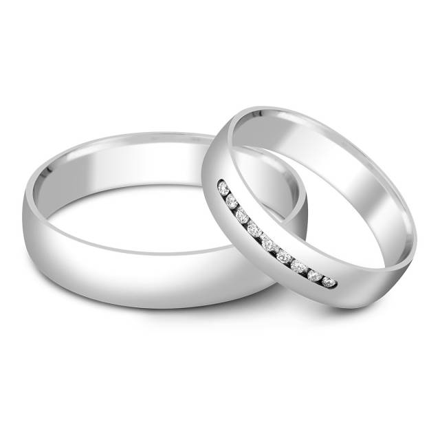 Обручальное кольцо из белого золота  с бриллиантами (010477)
