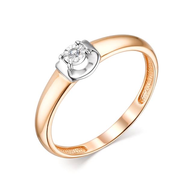 Помолвочное кольцо из комбинированного золота с бриллиантом (043749)