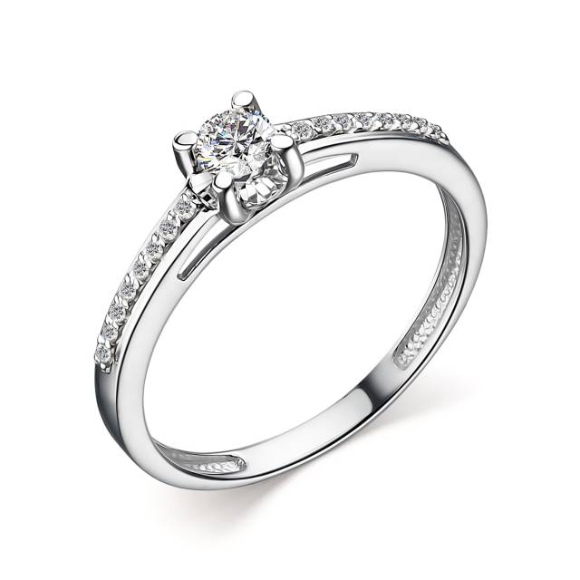 Помолвочное кольцо из белого золота с бриллиантами (049973)