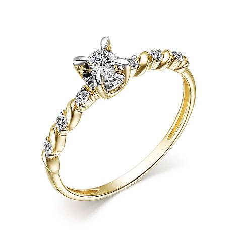Помолвочное кольцо из жёлтого золота с бриллиантами (053646)