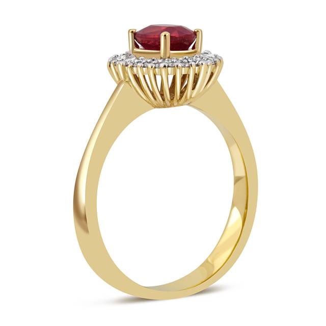 Кольцо из жёлтого золота с бриллиантами и рубином (046112)