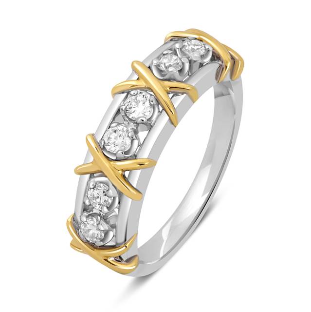 Кольцо из комбинированного золота с бриллиантами (049745)