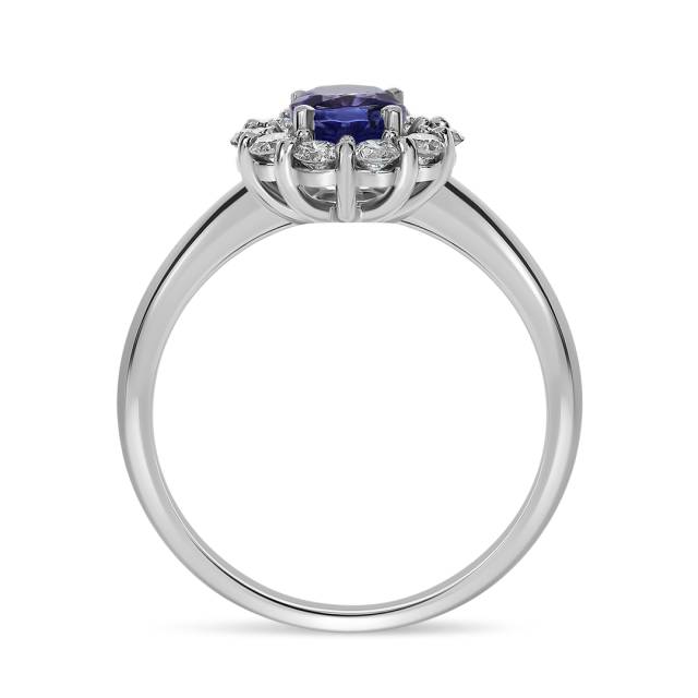 Кольцо из белого золота с бриллиантами и танзанитом (062665)