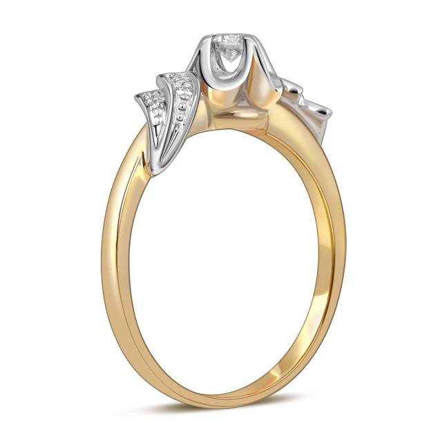 Помолвочное кольцо из комбинированного золота с бриллиантами (018708)