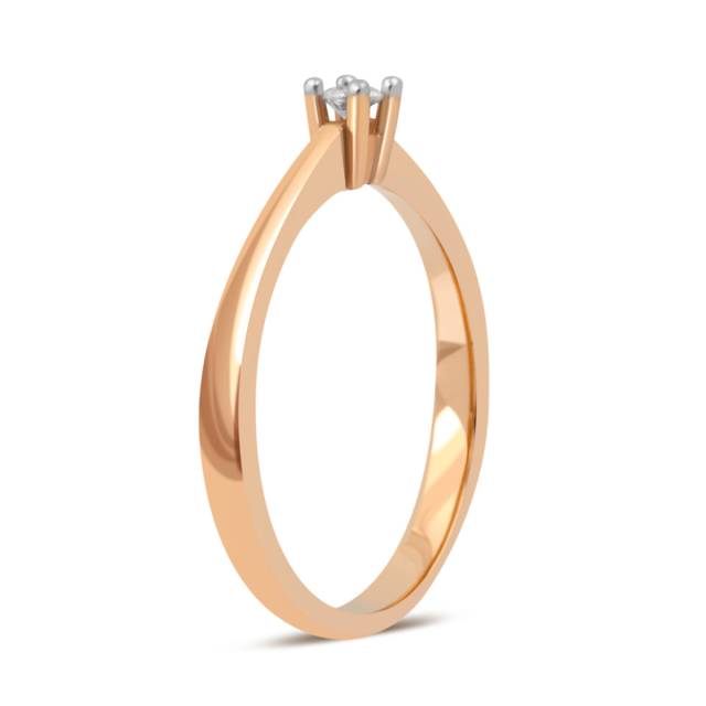 Помолвочное кольцо из красного золота с бриллиантом (032773)