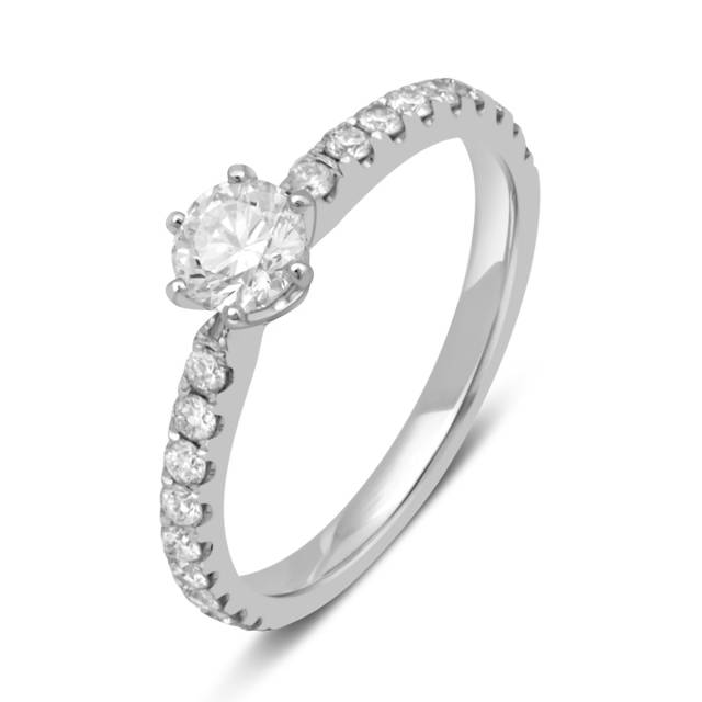 Помолвочное кольцо из платины с бриллиантами (049353)