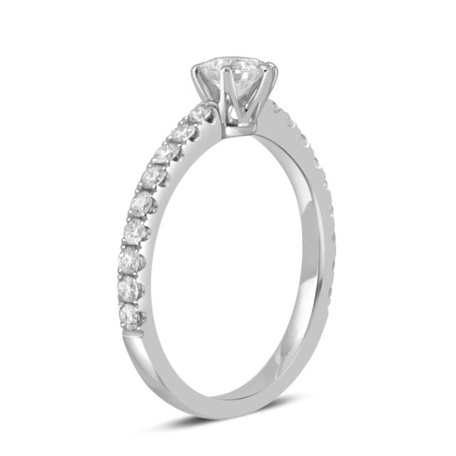 Помолвочное кольцо из платины с бриллиантами (049353)