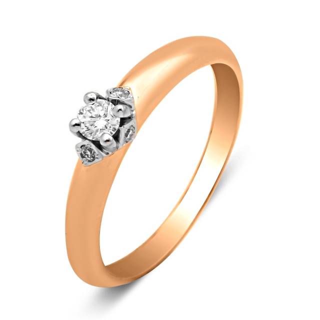 Помолвочное кольцо из комбинированного золота с бриллиантами (025683)