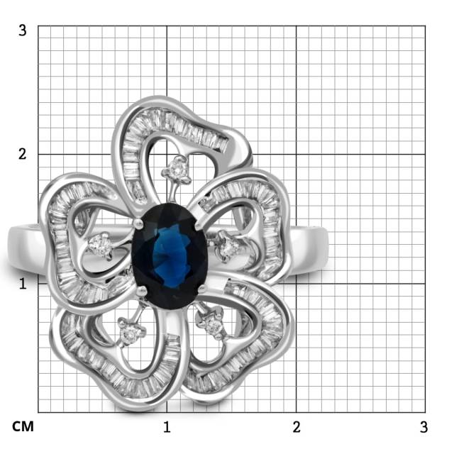 Кольцо из белого золота с сапфиром и бриллиантами (011425)