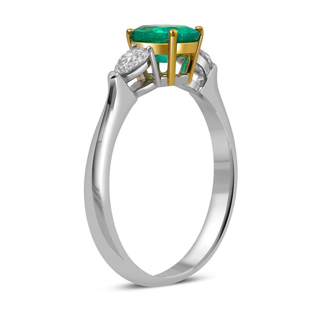 Помолвочное кольцо из белого золота с бриллиантами изумрудом (052084)