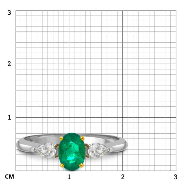 Помолвочное кольцо из белого золота с бриллиантами изумрудом (052084)