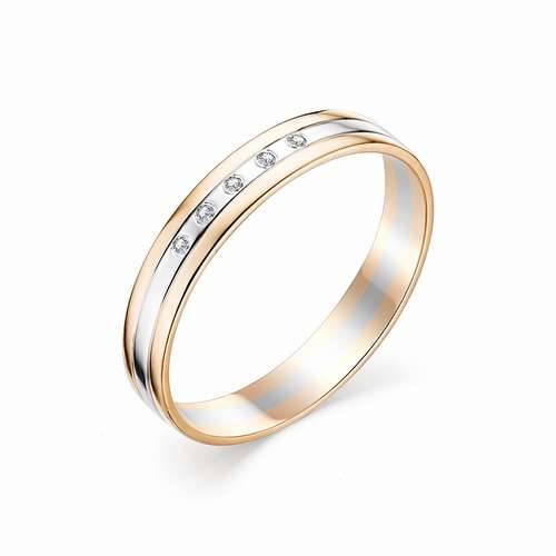 Обручальное кольцо из комбинированного золота с бриллиантами (032841)