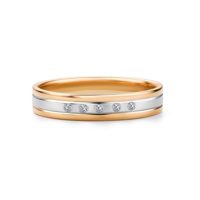 Обручальное кольцо из комбинированного золота с бриллиантами (032841)