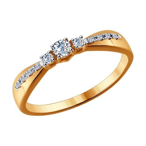 Помолвочное кольцо из красного золота с бриллиантами (029554)