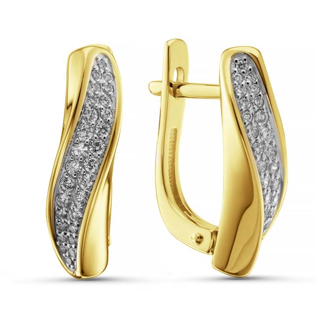 Серьги из жёлтого золота с бриллиантами (063801)