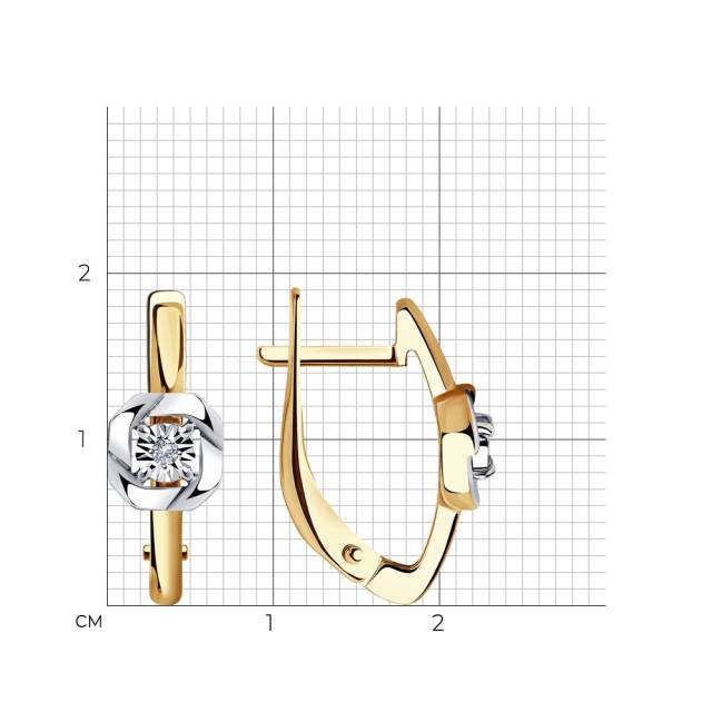 Серьги из комбинированного золота с бриллиантами (040797)