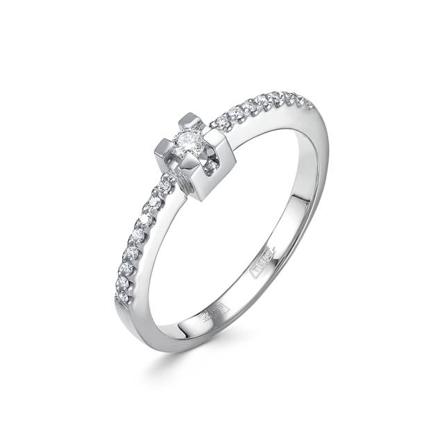 Помолвочное кольцо из белого золота с бриллиантами (043034)