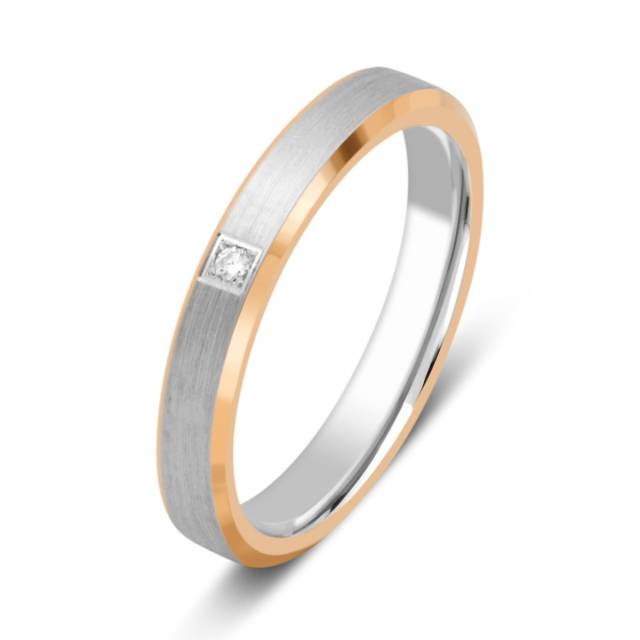 Обручальное кольцо из комбинированного золота с бриллиантом (028732)