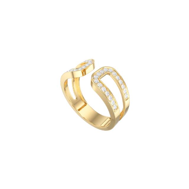 Кольцо из жёлтого золота с фианитами (056005)