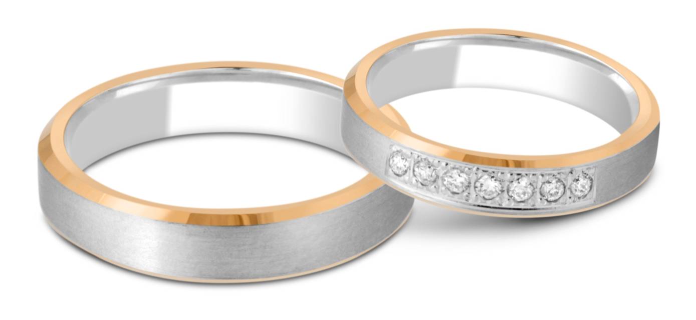 Обручальное кольцо мз комбинированного золота с бриллиантами (028796)