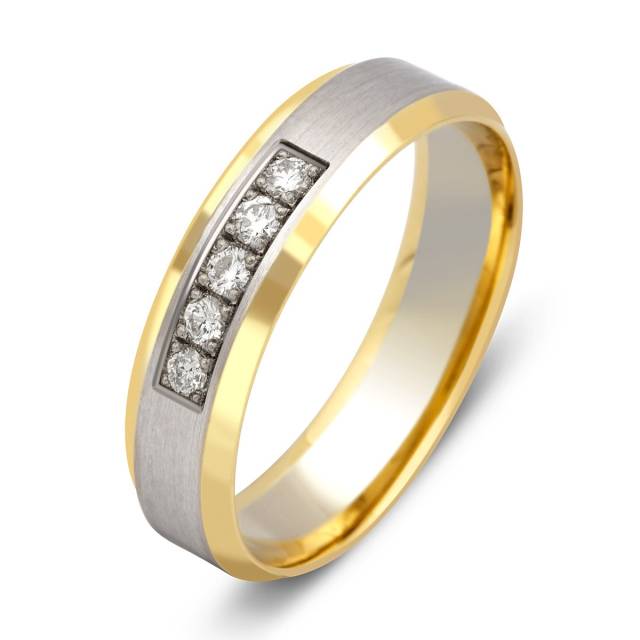 Обручальное кольцо из комбинированного золота с бриллиантами (000215)