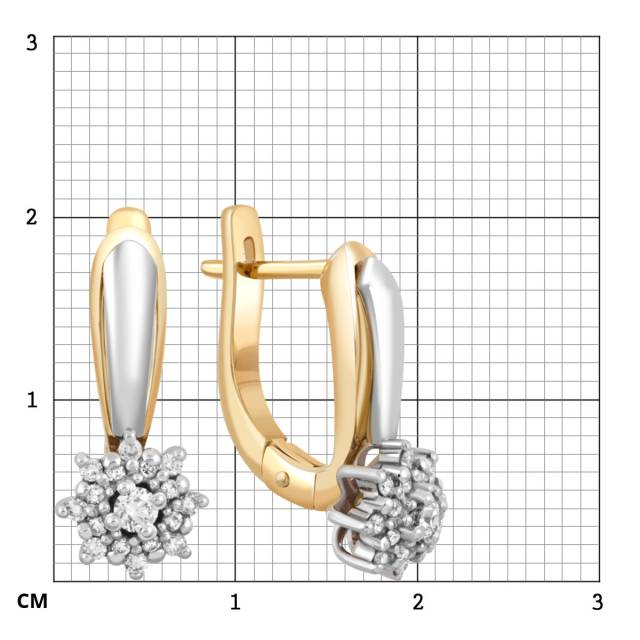 Серьги из комбинированного золота с бриллиантами (025782)