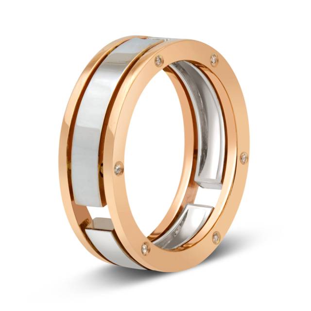 Обручальное кольцо из комбинированного золота с бриллиантами (029095)