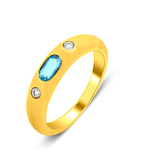 Кольцо из жёлтого золота с бриллиантами и топазом (023848)