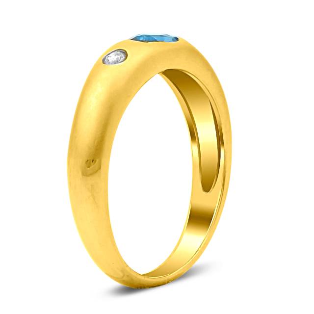 Кольцо из жёлтого золота с бриллиантами и топазом (023848)