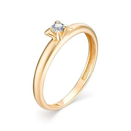 Помолвочное кольцо из красного золота с бриллиантом (033426)
