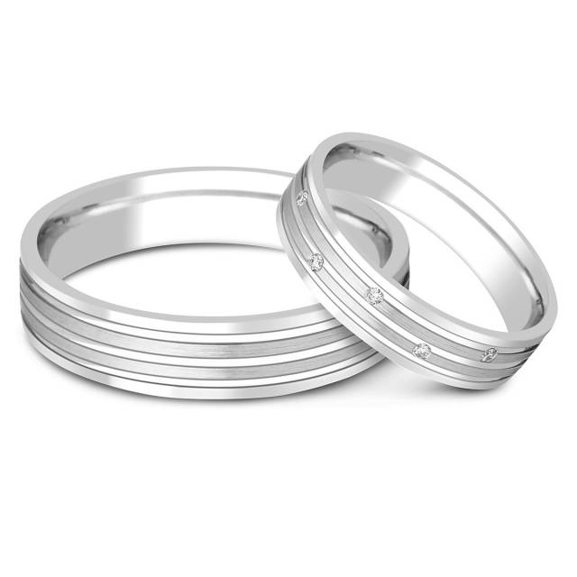 Обручальное кольцо из белого золота с бриллиантом (000139)
