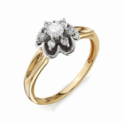 Помолвочное кольцо из комбинированного золота с бриллиантами (031248)