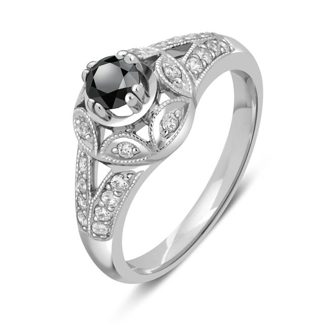 Помолвочное кольцо с чёрным бриллиантом (045314)