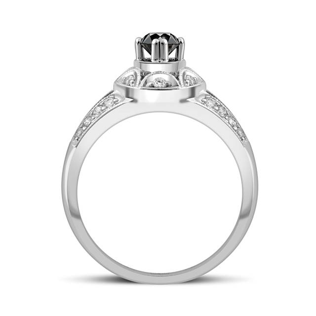 Помолвочное кольцо с чёрным бриллиантом (045314)