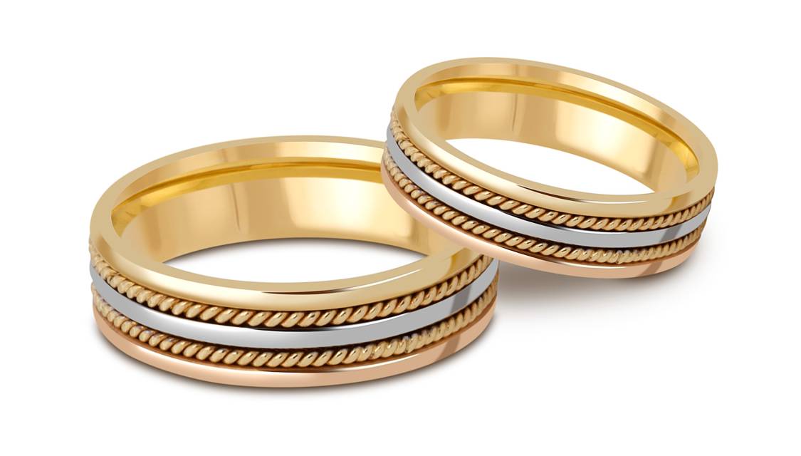 Обручальное кольцо из комбинированного золота (000115)