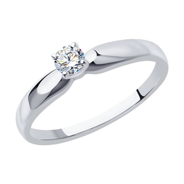 Помолвочное кольцо из белого золота с бриллиантом (046773)