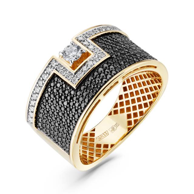 Кольцо из жёлтого золота с бриллиантами (052906)
