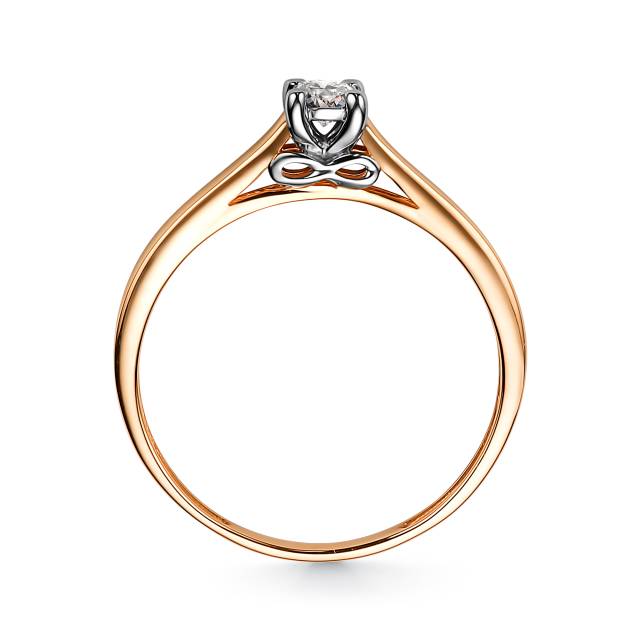 Помолвочное кольцо из красного золота с бриллиантом (048340)