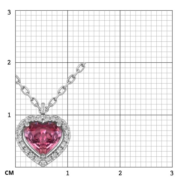 Колье из белого золота с бриллиантами и розовым турмалином Сердце (053788)
