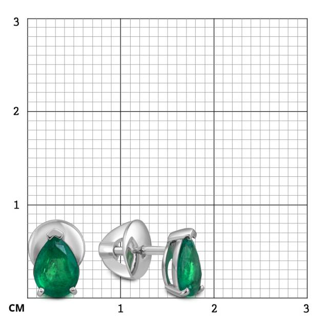 Серьги пусеты из платины с изумрудами (054376)