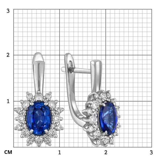 Серьги из белого золота с бриллиантами и сапфирами (055119)