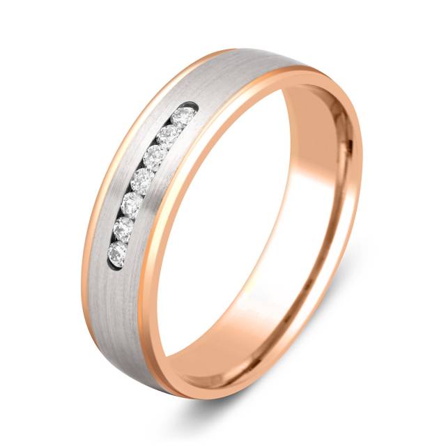 Обручальное кольцо из комбинированного золота с бриллиантами (002325)