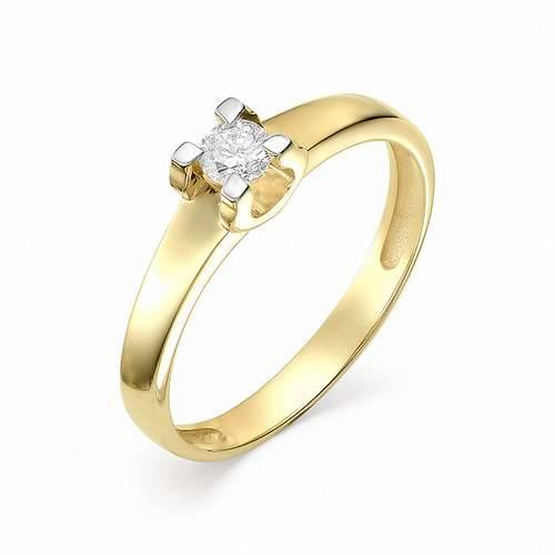 Помолвочное кольцо из жёлтого золота с бриллиантом (030421)
