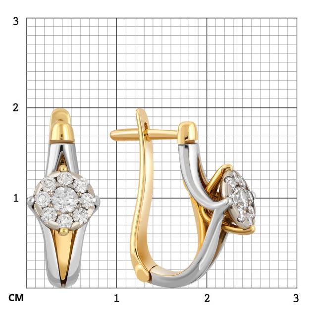 Серьги из комбинированного золота с бриллиантами (038522)