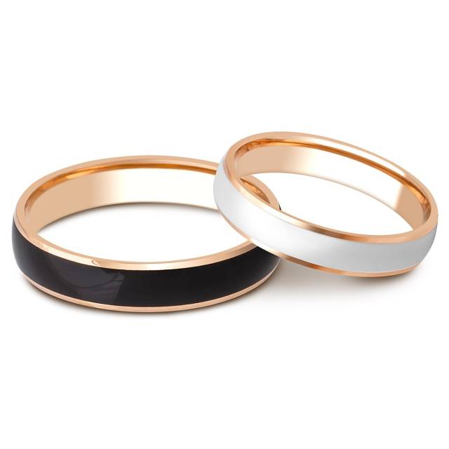 Обручальное кольцо из красного золота и керамики (026016)