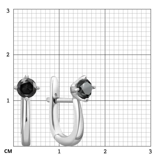 Серьги из белого золота с чёрными бриллиантами (049674)