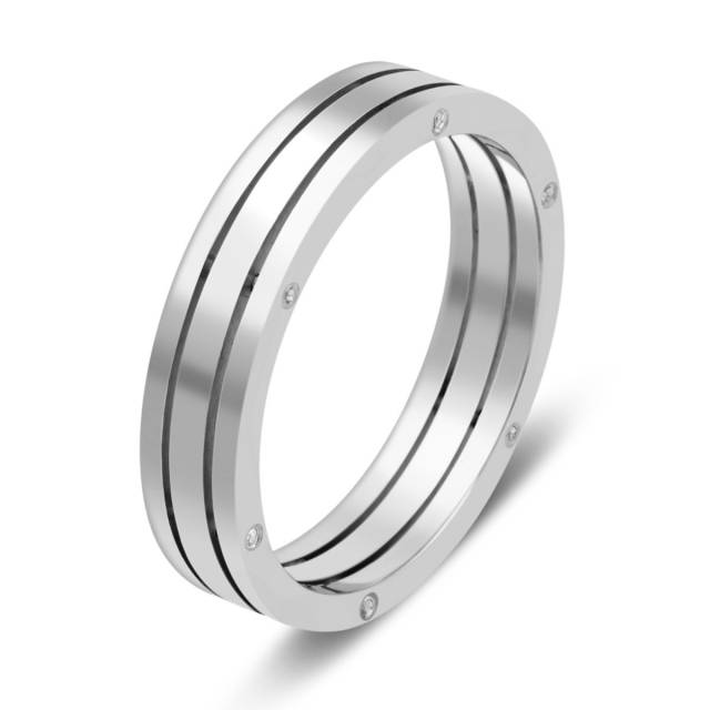 Обручальное кольцо из белого золота с бриллиантами (029115)