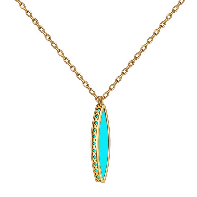 Колье из жёлтого золота с бирюзой (057889)